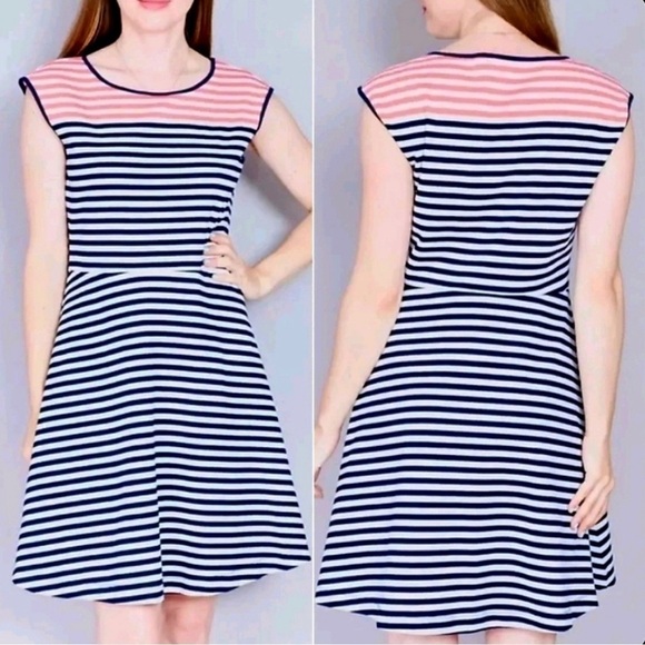 Draper James Striped Ponte Cap Sleeve A-Line Dress Size XS Preppy Nautical - Picture 3 of 6
